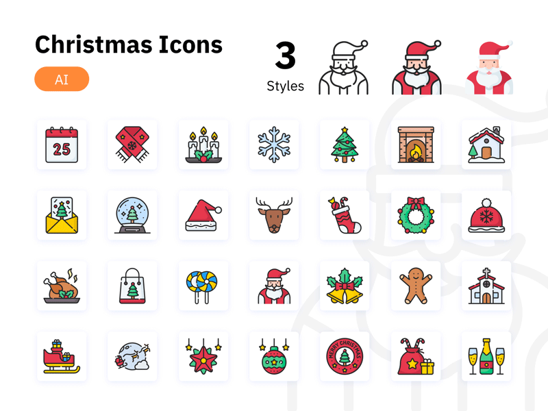 50枚圣诞主题图标，AI源文件 图标素材 第1张