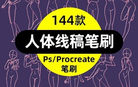 少女人体动漫萝莉动作站姿态辅助线线稿procreate笔刷ps笔刷