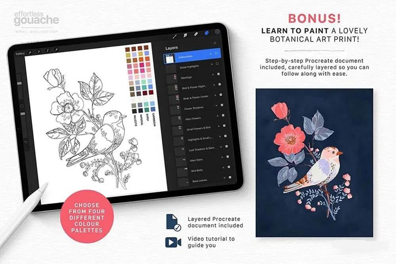 逼真的水粉画艺术Procreate笔刷 笔刷资源 第10张