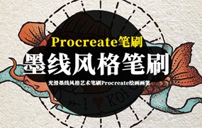 Procreate笔刷-光滑墨线风格艺术笔刷Procreate绘画画笔资源下载