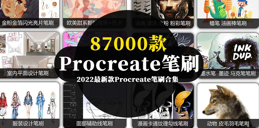 87000款2022最新款Procreate笔刷合集 笔刷资源 第1张