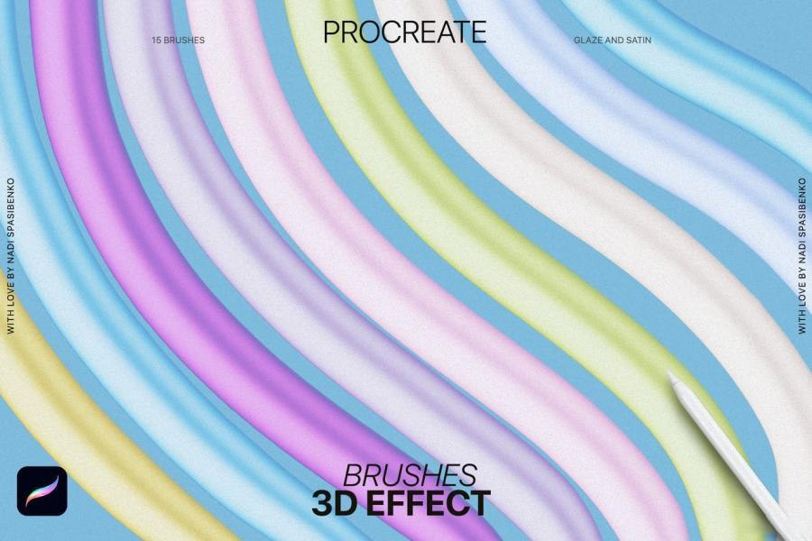 Procreate笔刷-3D效果画笔的Procreate艺术笔刷资源素材 笔刷资源 第9张