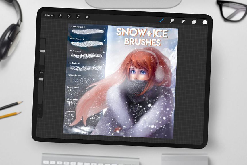 procreate笔刷-雪花冰雪冬季圣诞主题procreate笔刷素材资源 笔刷资源 第2张