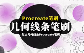 Procreate笔刷-复古抽象的几何线条形状Procreate图案笔刷下载