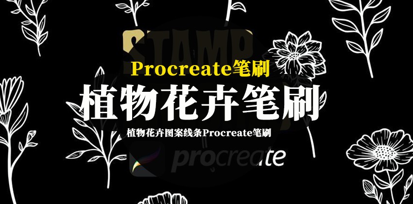 Procreate笔刷-植物花卉图案线条Procreate笔刷素材资源 笔刷资源 第1张