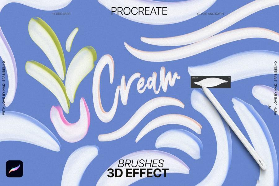 Procreate笔刷-3D效果画笔的Procreate艺术笔刷资源素材 笔刷资源 第12张