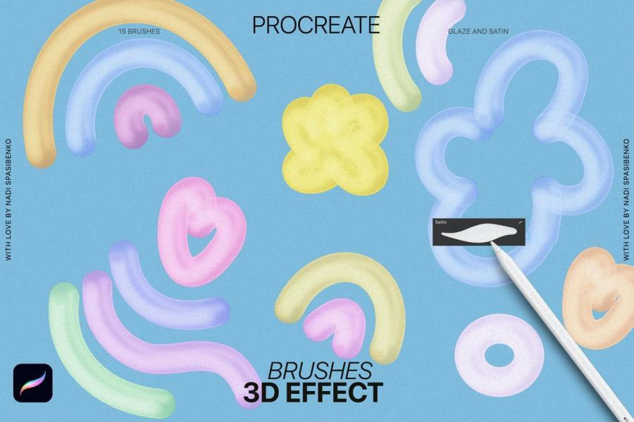 Procreate笔刷-3D效果画笔的Procreate艺术笔刷资源素材 笔刷资源 第6张