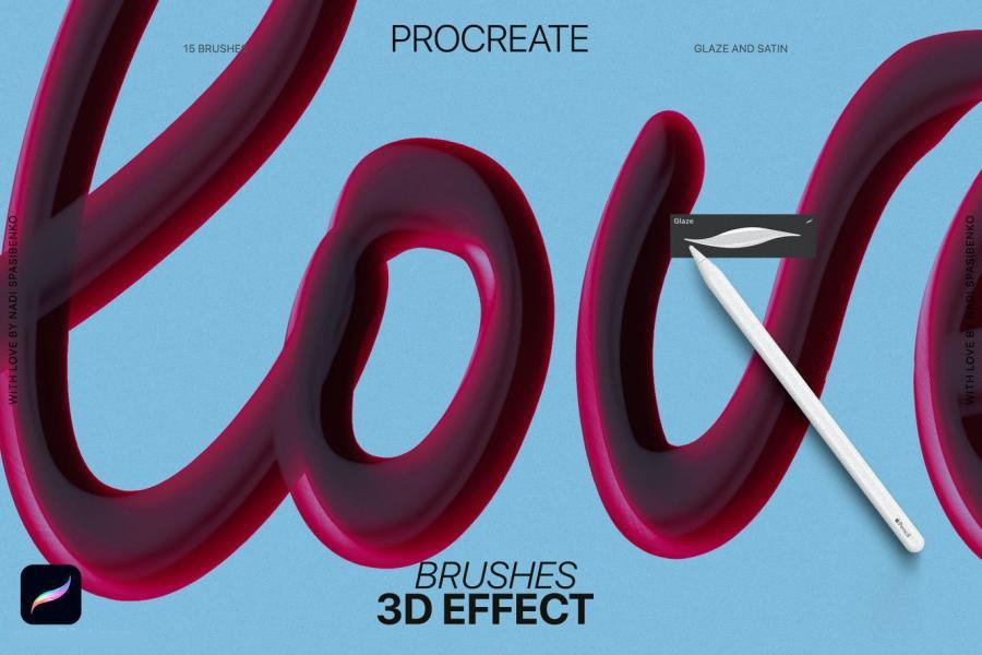 Procreate笔刷-3D效果画笔的Procreate艺术笔刷资源素材 笔刷资源 第5张