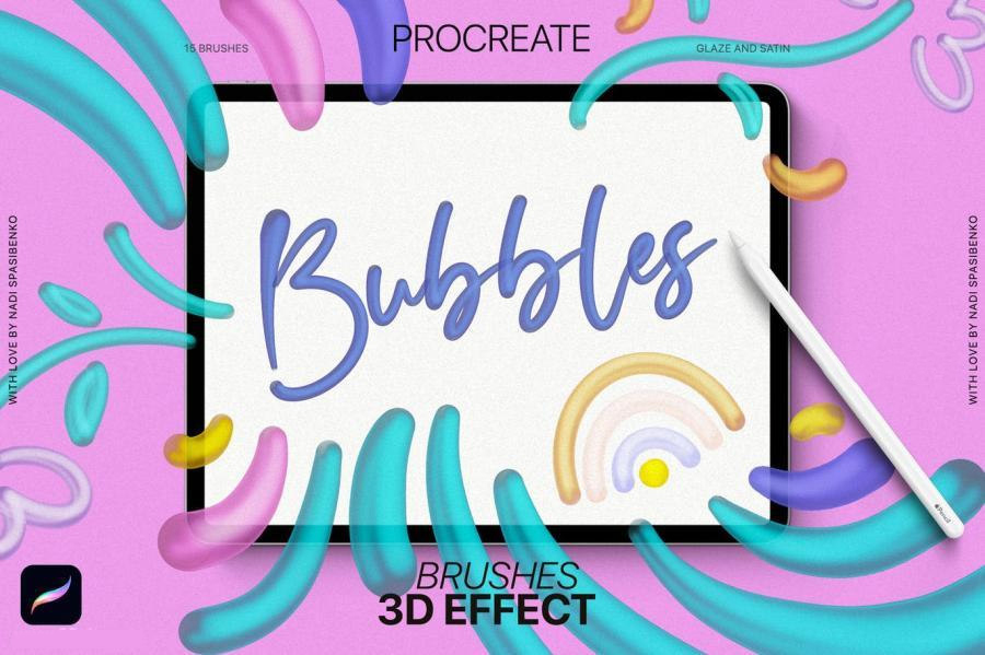 Procreate笔刷-3D效果画笔的Procreate艺术笔刷资源素材 笔刷资源 第2张