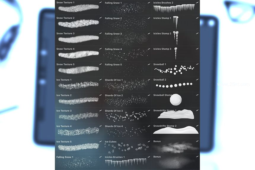 procreate笔刷-雪花冰雪冬季圣诞主题procreate笔刷素材资源 笔刷资源 第3张