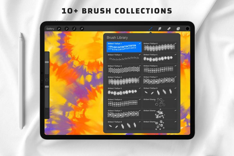 Procreate笔刷-扎染纹理效果Procreate图案笔刷和色卡素材 笔刷资源 第2张