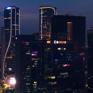 杭州钱江新城夜景4K航拍高清视频素材-城市风景延时摄影