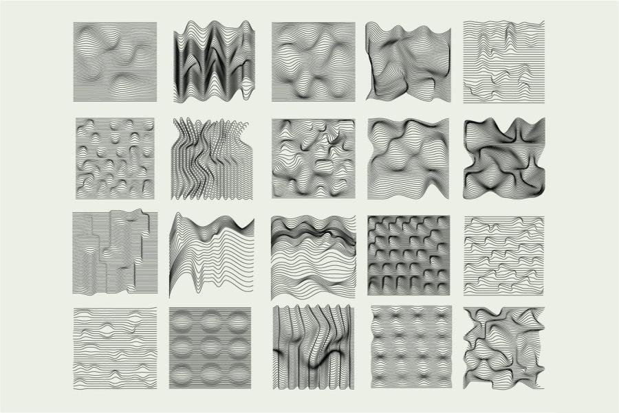 Procreate笔刷-抽象扭曲立体波浪线条纹理图案笔刷素材 笔刷资源 第7张