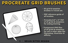 procreate笔刷-精细几何线条网格图案笔刷素材