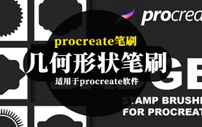 procreate笔刷-不规则几何形状的图案笔刷素材资源