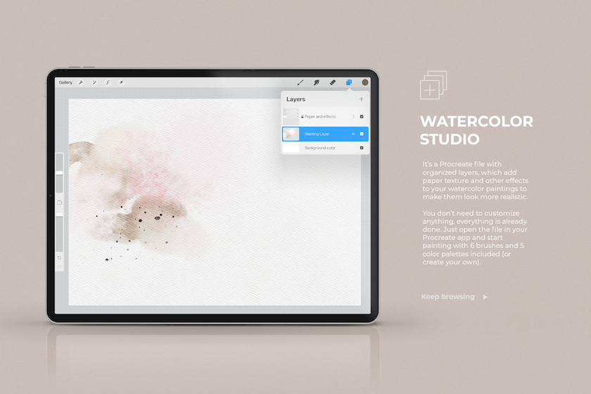 Procreate笔刷-水彩插图绘画笔刷和色卡素材资源 笔刷资源 第2张