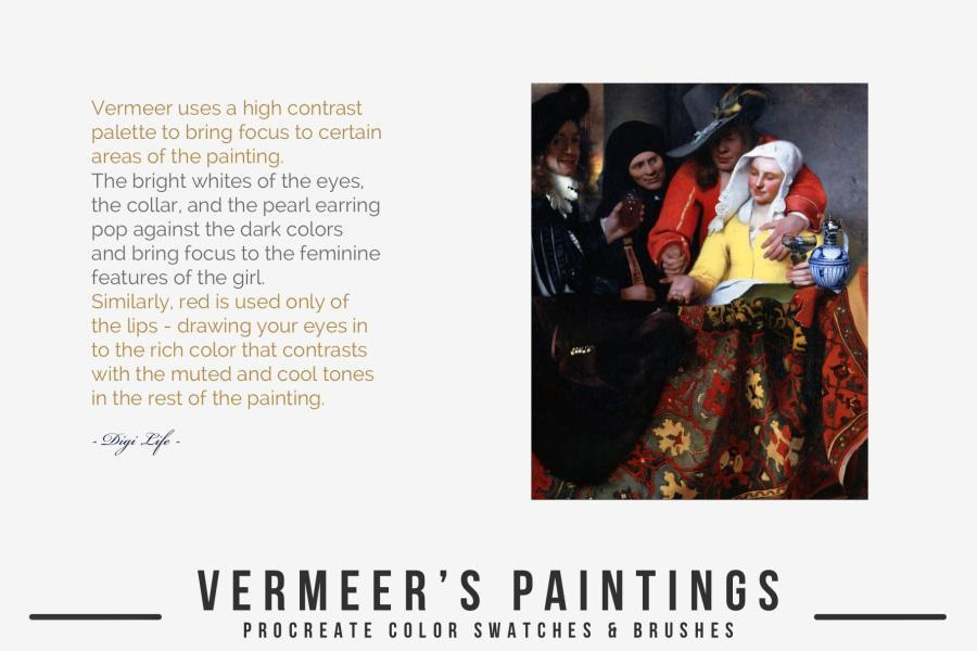 Procreate笔刷-维米尔(Vermeer)艺术古典油画水彩笔刷和色卡素材 笔刷资源 第5张