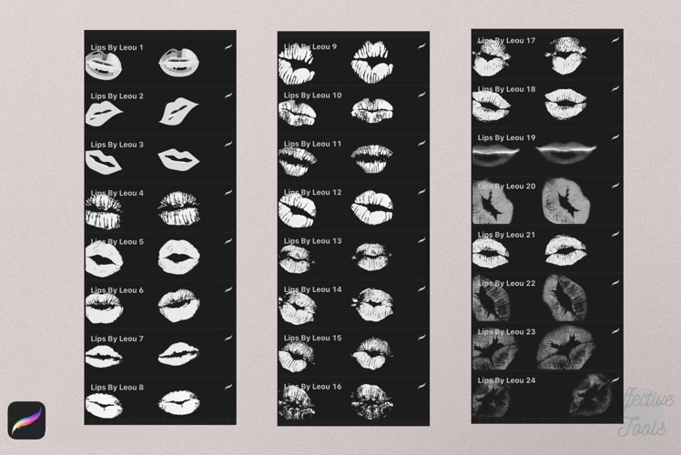 Procreate笔刷-嘴唇亲吻吻痕图案印章笔刷素材资源 笔刷资源 第3张