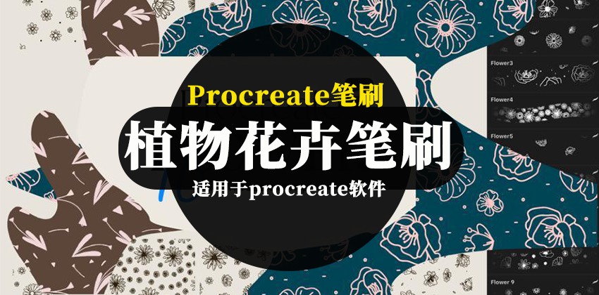 Procreate笔刷-植物花卉铅笔图案水彩笔刷素材资源合集 笔刷资源 第1张