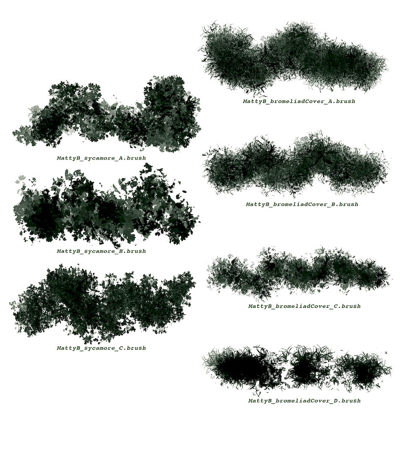 Procreate笔刷-树枝树叶小草草丛植物笔刷素材资源 笔刷资源 第4张