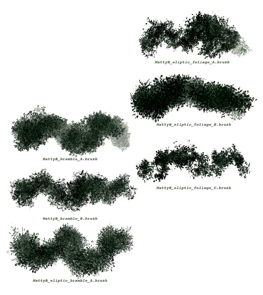 Procreate笔刷-树枝树叶小草草丛植物笔刷素材资源 笔刷资源 第11张