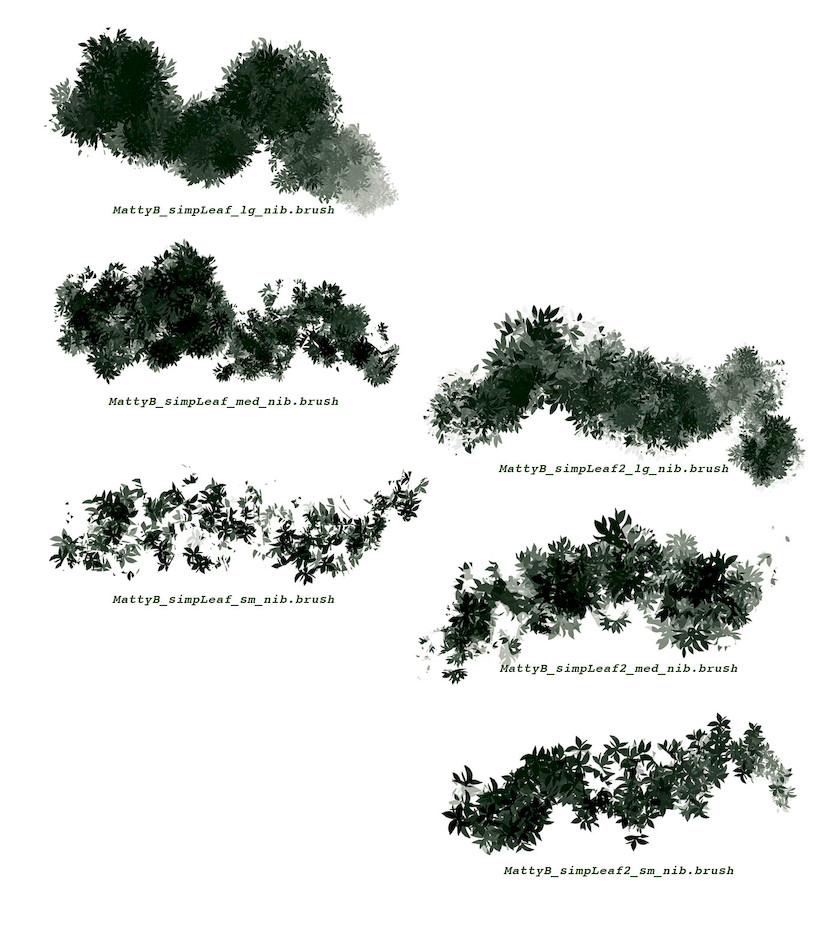 Procreate笔刷-树枝树叶小草草丛植物笔刷素材资源 笔刷资源 第5张