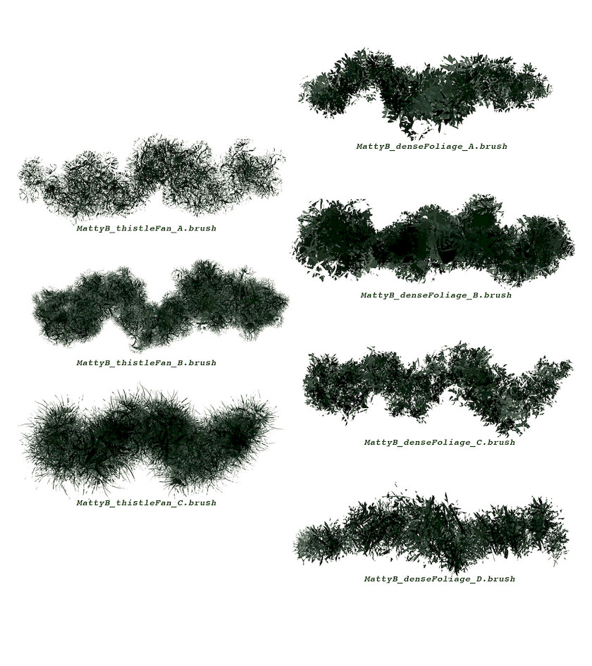 Procreate笔刷-树枝树叶小草草丛植物笔刷素材资源 笔刷资源 第12张