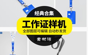 企业工作证身份工牌通行证胸卡贴图样机VI展示效果PSD模板素材