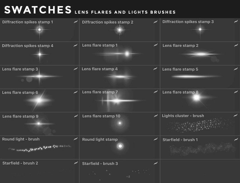 Procreate笔刷-镜头光晕星空灯光效果笔刷素材资源 笔刷资源 第4张