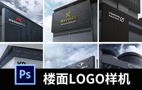 高端大气企业楼面3D立体logo标志智能贴图样机模板设计素材