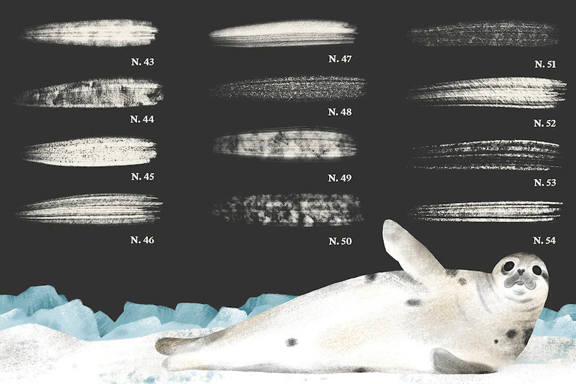 54个Procreate干介质画笔 笔刷资源 第7张