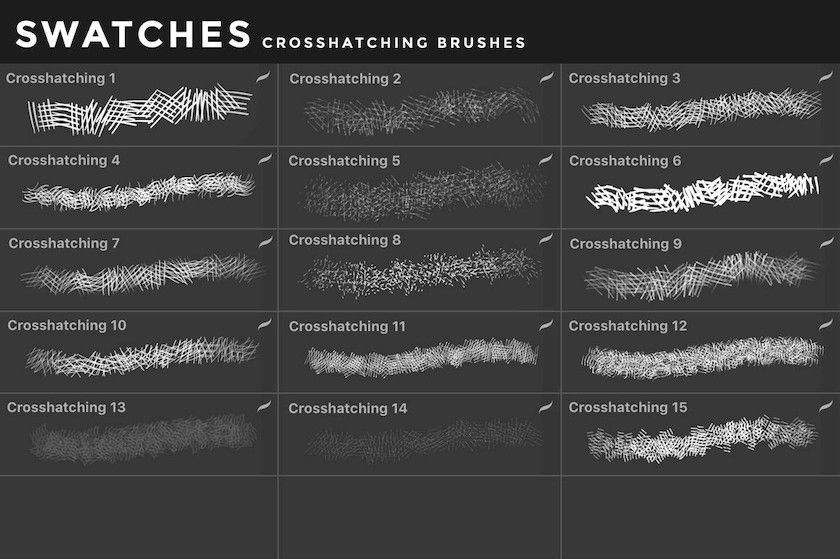笔刷资源-交叉阴影线条Procreate笔刷和ps笔刷素材资源 笔刷资源 第7张