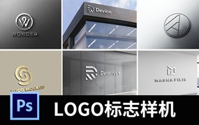 立体3D质感烫金烫银凹凸工艺品牌LOGO展示PSD样机VI设计素材