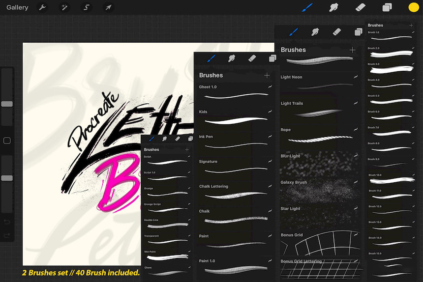 Procreate笔刷-油漆粉笔艺术字体画笔笔刷素材Nine6brush 笔刷资源 第5张