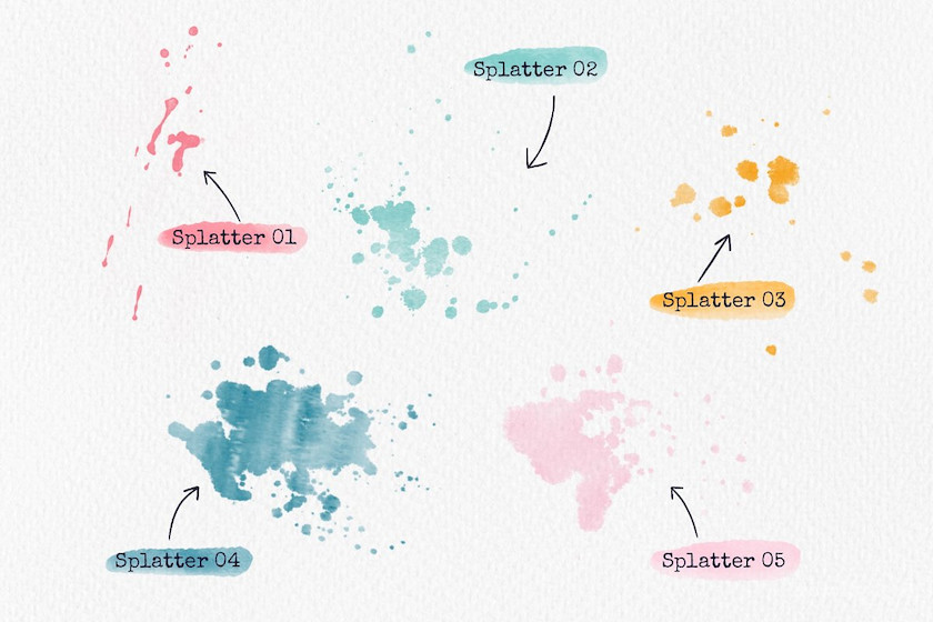 Procreate笔刷-飞溅和斑点印章水彩笔刷素材 笔刷资源 第2张