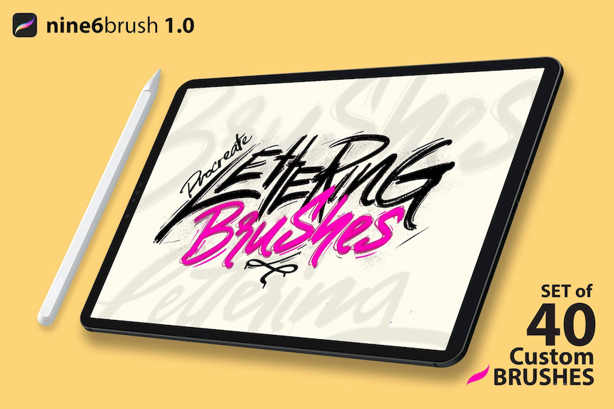 Procreate笔刷-油漆粉笔艺术字体画笔笔刷素材Nine6brush 笔刷资源 第1张