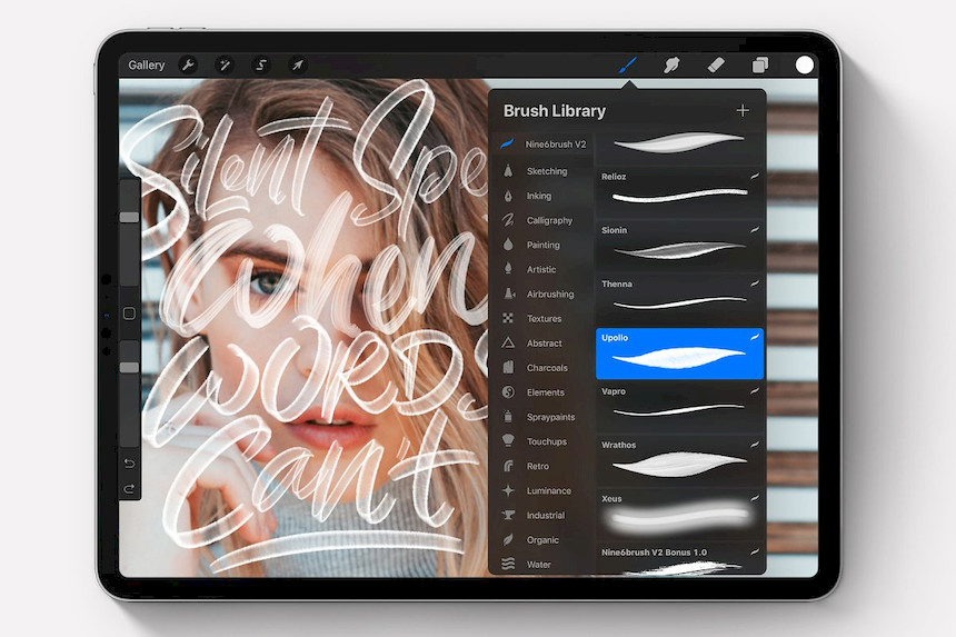 Procreate笔刷-艺术字体画笔笔刷素材资源Nine6brush v2 笔刷资源 第1张