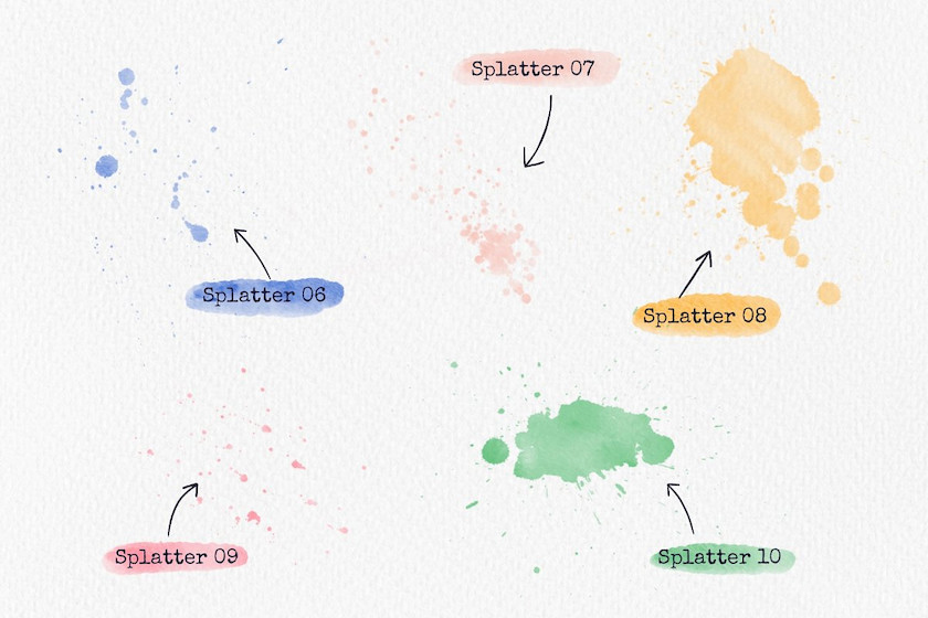Procreate笔刷-飞溅和斑点印章水彩笔刷素材 笔刷资源 第4张