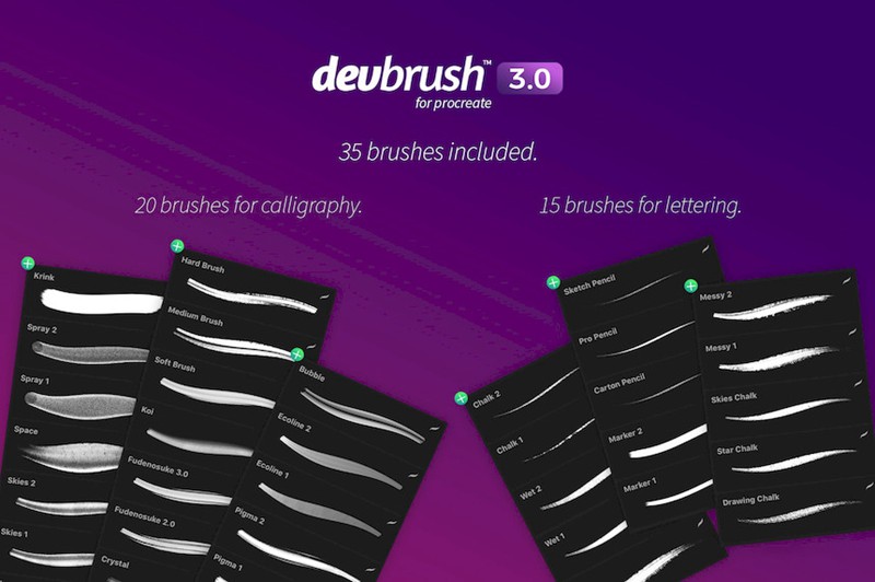 Procreate笔刷-DevBrush3.0手写艺术字体书法笔刷素材下载 笔刷资源 第2张