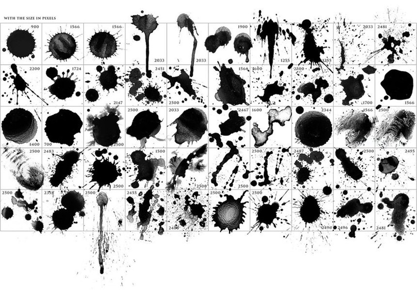 ps笔刷-泼墨飞溅印迹涂抹水滴ps笔刷素材资源下载 笔刷资源 第2张