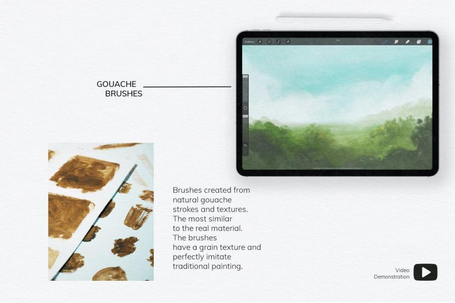Procreate笔刷-自然水粉画笔笔刷素材下载 笔刷资源 第5张