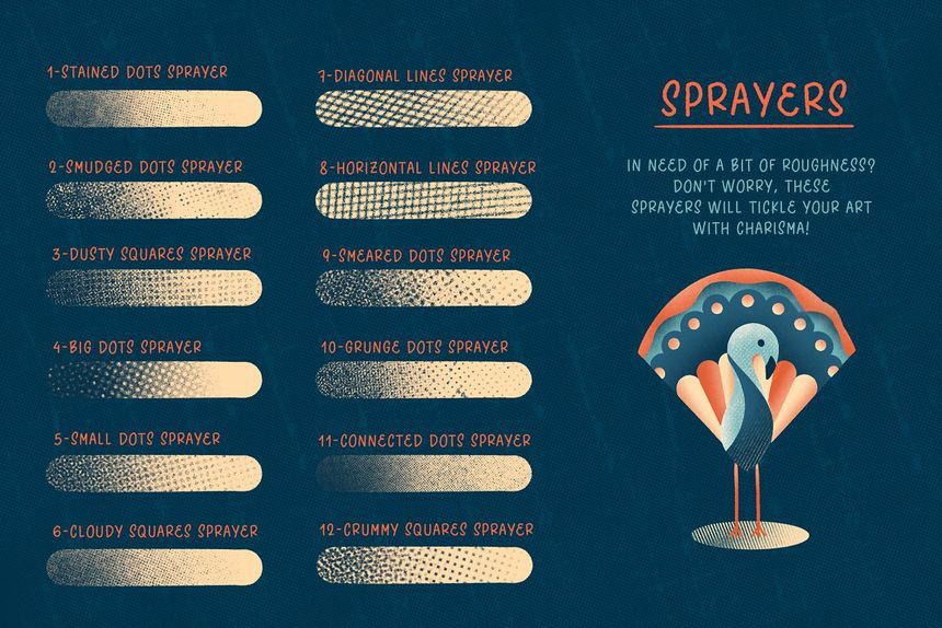 procreate笔刷-着色喷雾半色调纹理笔刷素材下载 笔刷资源 第7张