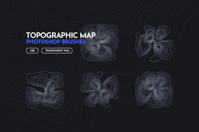 PS笔刷-抽象渐变线条地形图PS笔刷素材资源 笔刷资源 第2张