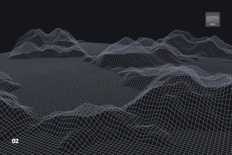 PS笔刷-立体网格山峰效果PS笔刷资源下载 笔刷资源 第3张