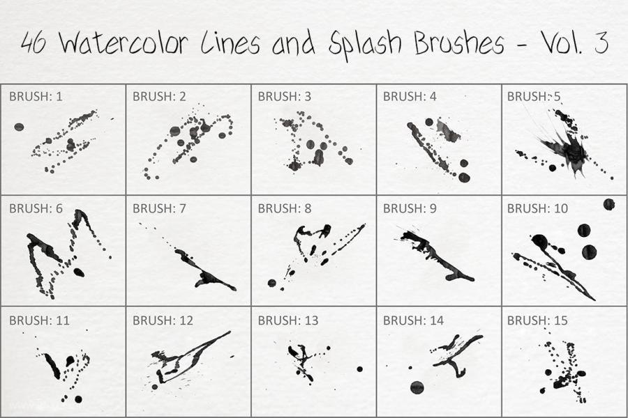 PS笔刷-水彩飞溅喷溅圆点线条色块PS笔刷素材资源 笔刷资源 第3张