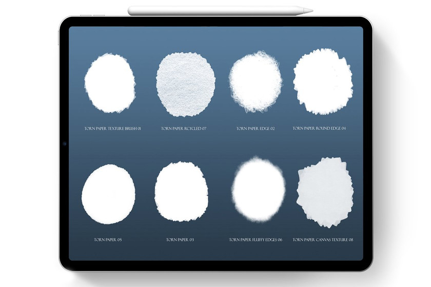 Procreate笔刷-纸质撕破边缘效果笔刷素材资源 笔刷资源 第3张