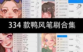 笔刷素材-334款鸭风卡通插画笔刷合集