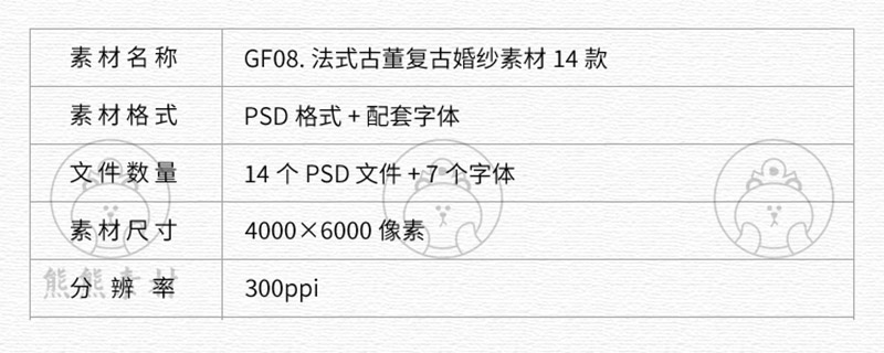 14款法式复古民国风古董婚纱写真摄影楼后期修图排版设计PSD模板素材 图片素材 第2张