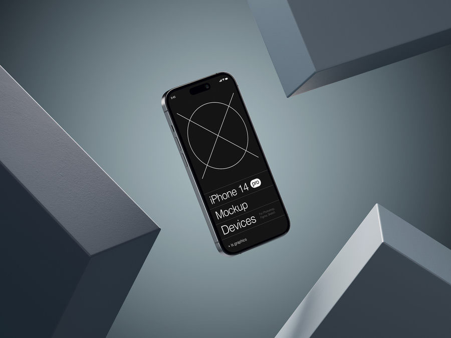 样机模板-高端场景苹果iPhone 14 Pro手机样机PSD模板 图片素材 第5张