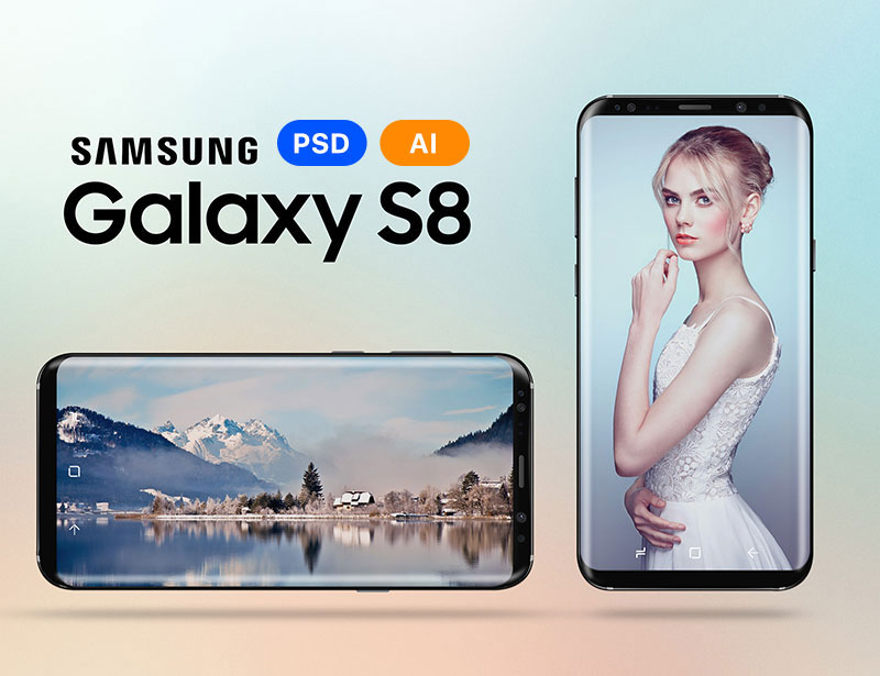 三星Galaxy S8 手机矢量素材，PSD AI源文件 样机素材 第1张